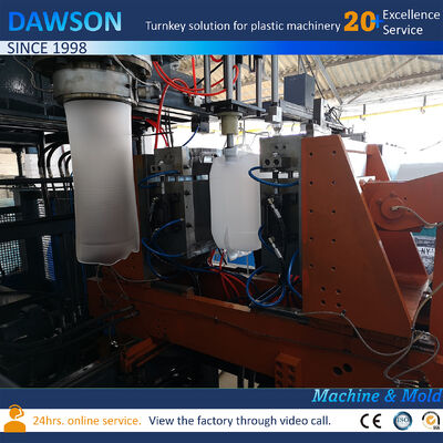 Sản lượng 130 Kg/giờ, Máy thổi khuôn đúc HDPE thùng phuy nhựa 20 lít, kích thước 4.4 x 3.4 x 3.6 mét