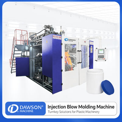 Máy sản xuất thùng nhựa HDPE rộng miệng có mặt thẳng với 5 đầu matrix